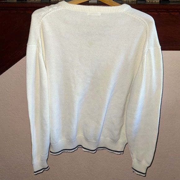 YORK GOLF CLUB By IZOD Men’s XL White V-Neck Sweater 100% Cotton Knit Sweater - Picture 3 of 7